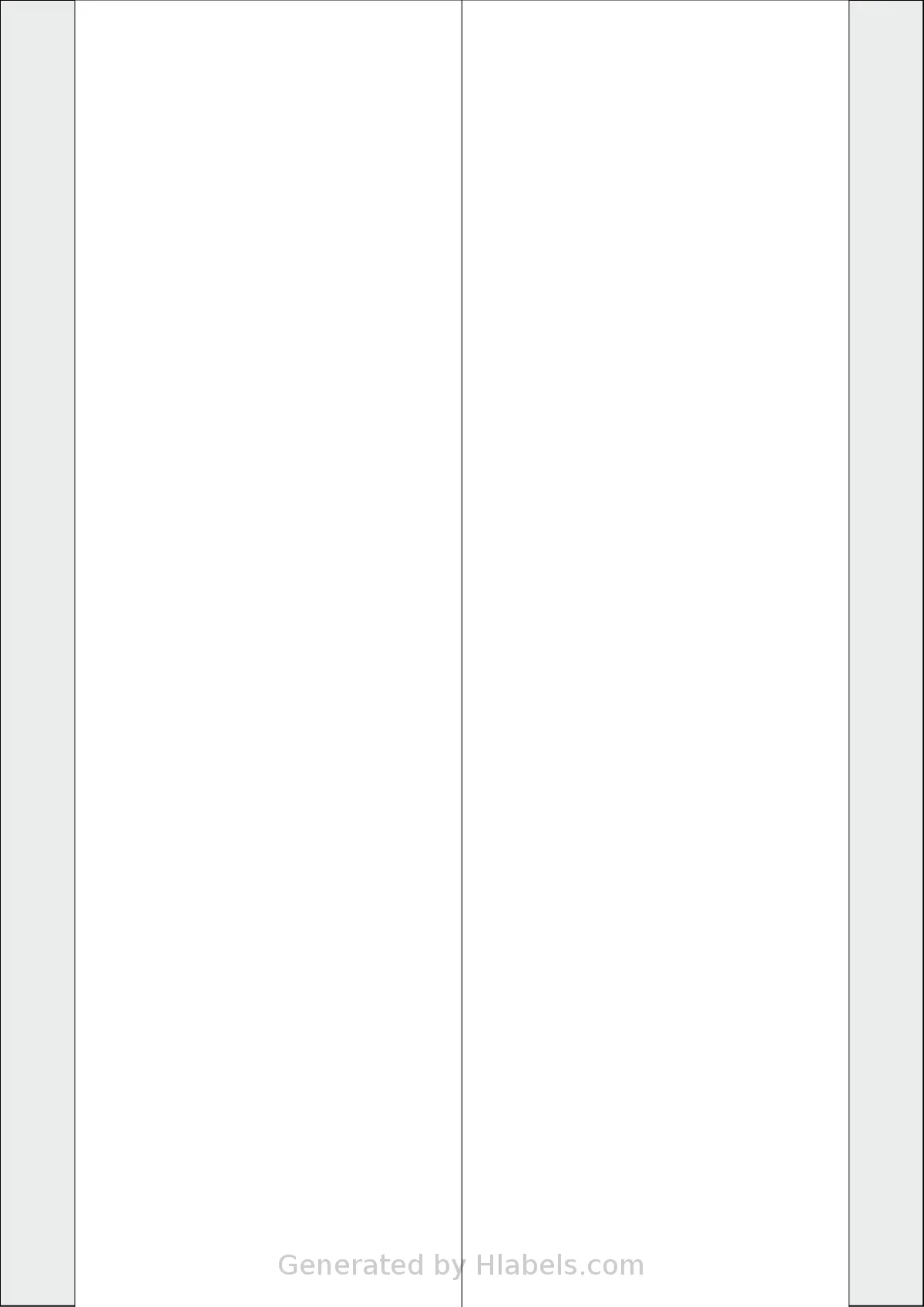 AALabels® AAA002 template with 2 rectangular 88 x 297 millimeter labels per sheet, on A4-size adhesive blank label sheets.