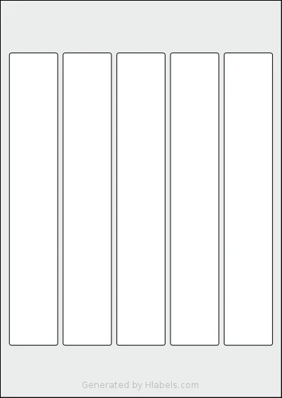 AALabels® AAA005 template with 5 rectangular 36 x 218 millimeter labels per sheet, on A4-size adhesive blank label sheets.