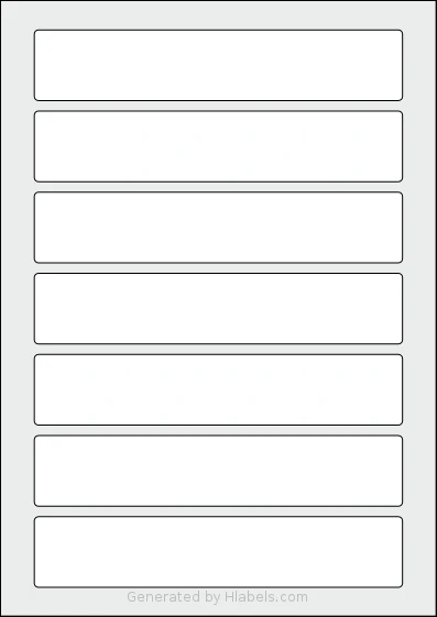 AALabels® AAA007 template with 7 rectangular 177 x 34 millimeter labels per sheet, on A4-size adhesive blank label sheets.