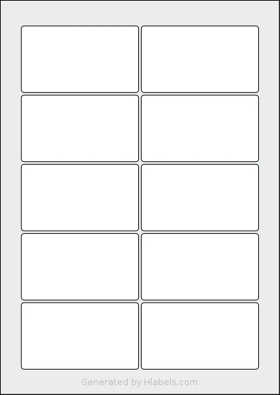 AALabels® AAA010 template with 10 rectangular 88 x 50 millimeter labels per sheet, on A4-size adhesive blank label sheets.