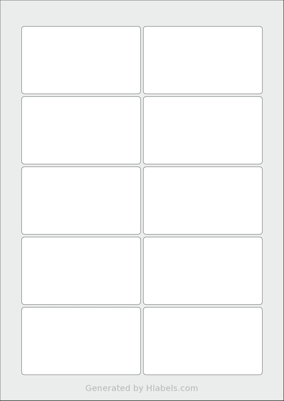 AALabels® AAA010 template with 10 rectangular 88 x 50 millimeter labels per sheet, on A4-size adhesive blank label sheets.