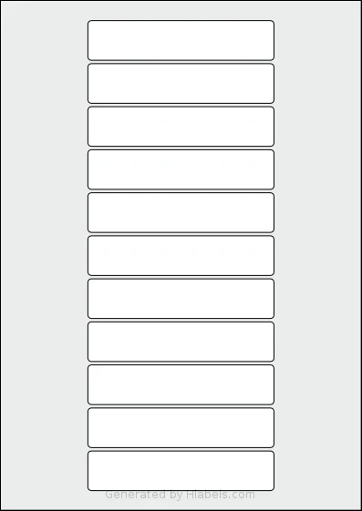 AALabels® AAA011 template with 11 rectangular 108 x 23 millimeter labels per sheet, on A4-size adhesive blank label sheets.