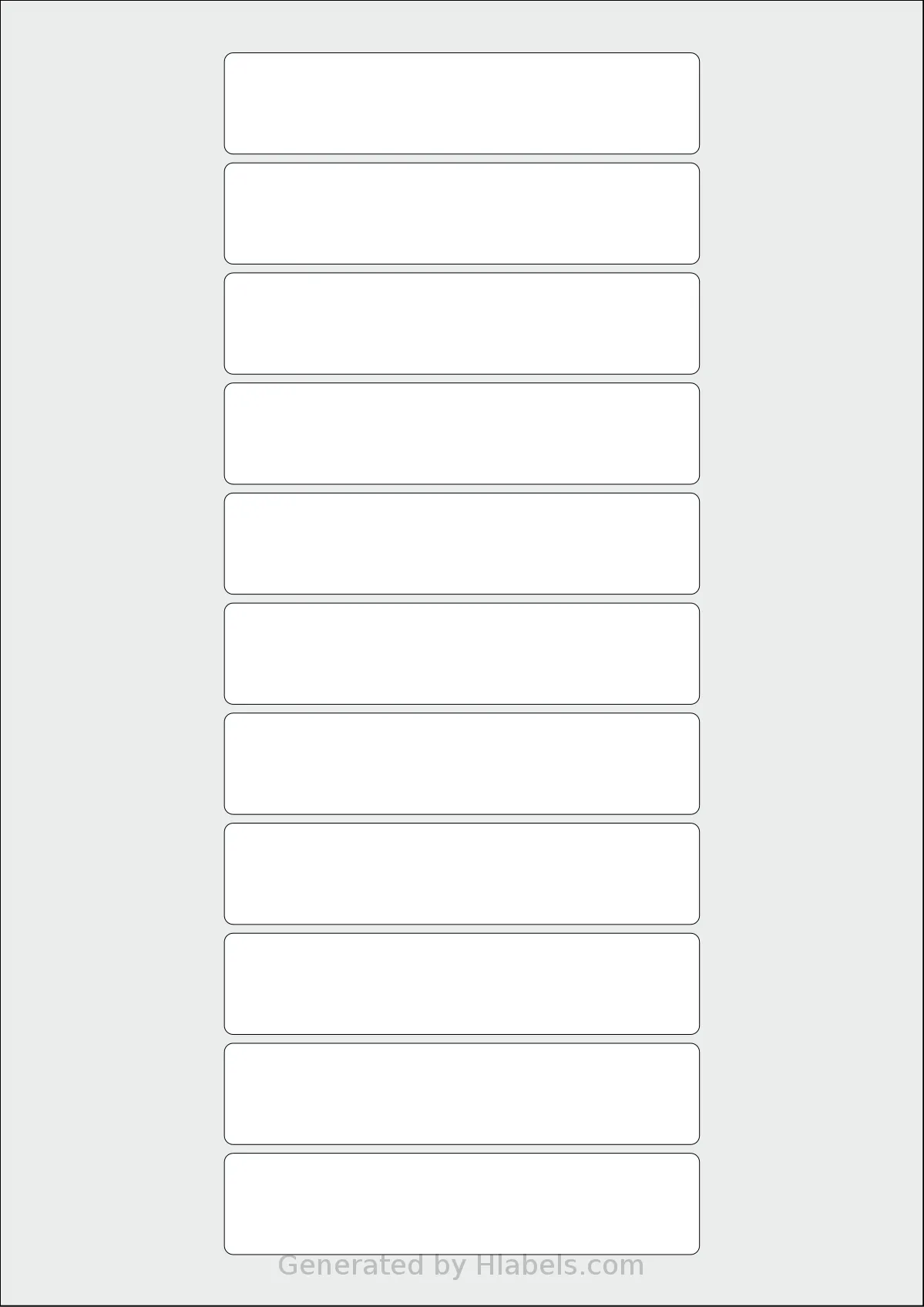 AALabels® AAA011 template with 11 rectangular 108 x 23 millimeter labels per sheet, on A4-size adhesive blank label sheets.