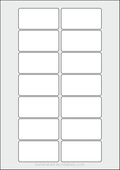 AALabels® AAA014 template with 14 rectangular 70.6 x 36.6 millimeter labels per sheet, on A4-size adhesive blank label sheets.