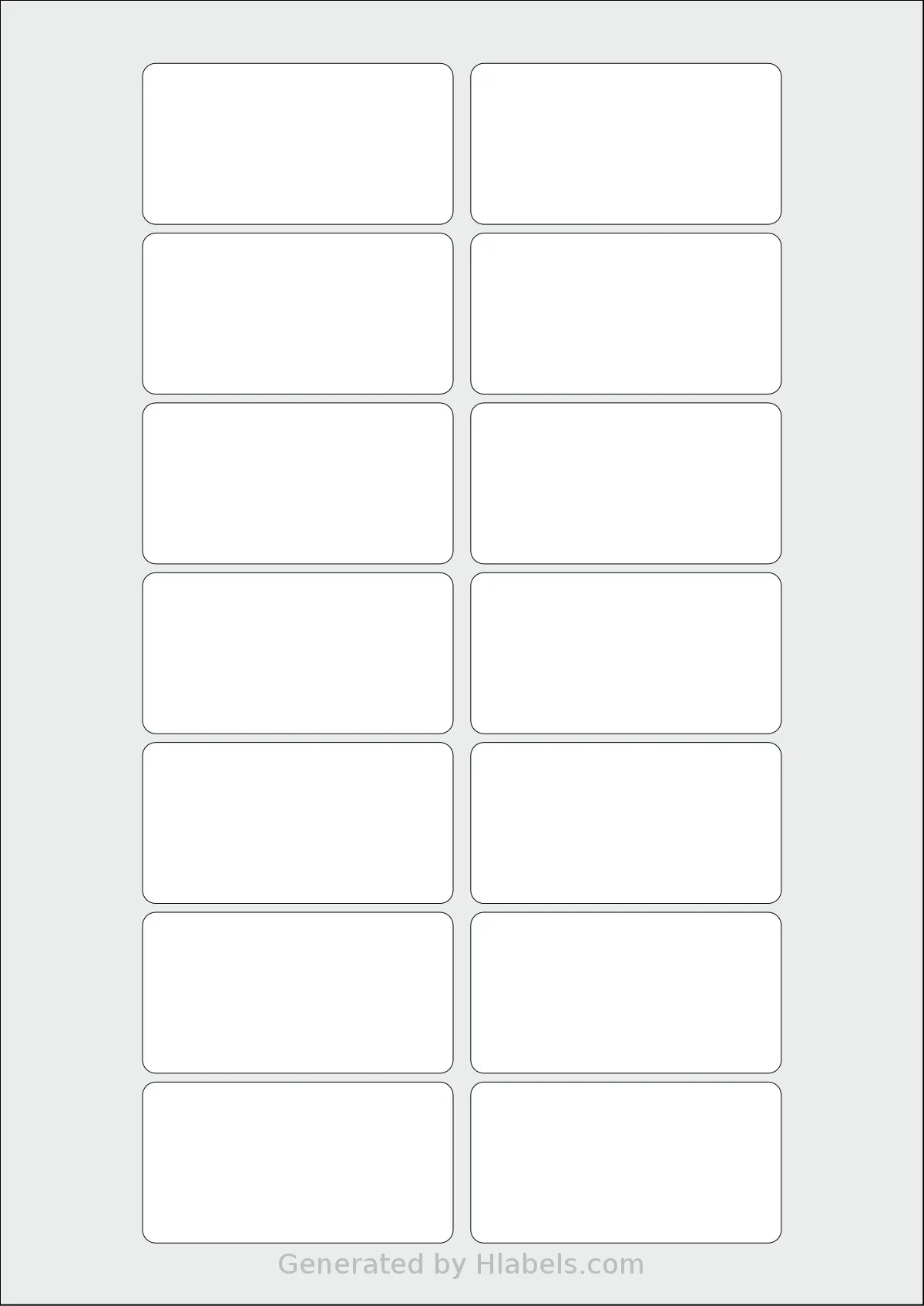 AALabels® AAA014 template with 14 rectangular 70.6 x 36.6 millimeter labels per sheet, on A4-size adhesive blank label sheets.