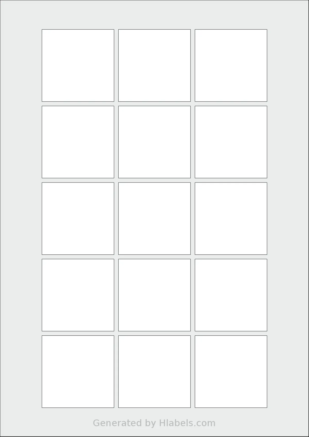 AALabels® AAA015 template with 15 square 49 x 49 millimeter labels per sheet, on A4-size adhesive blank label sheets.