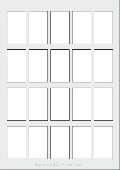 AALabels® AAA020 template with 20 rectangular 33 x 57 millimeter labels per sheet, on A4-size adhesive blank label sheets.