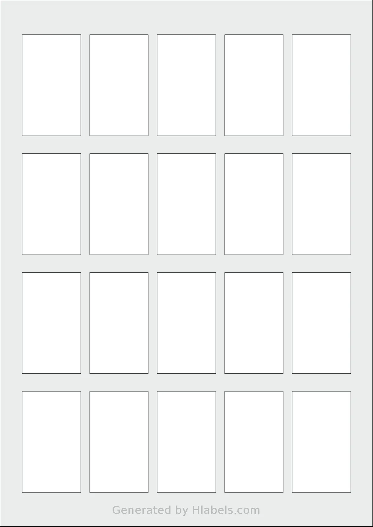 AALabels® AAA020 template with 20 rectangular 33 x 57 millimeter labels per sheet, on A4-size adhesive blank label sheets.