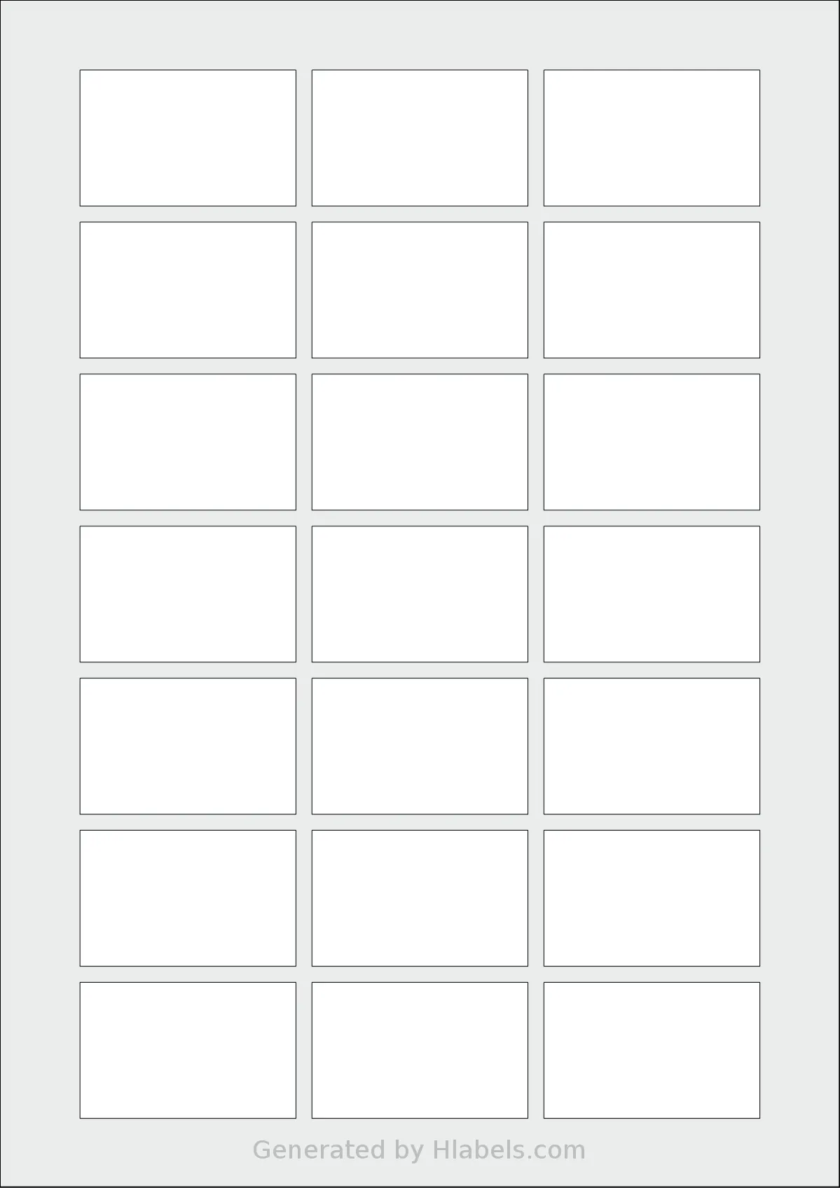 AALabels® AAA021 template with 21 rectangular 54 x 34 millimeter labels per sheet, on A4-size adhesive blank label sheets.