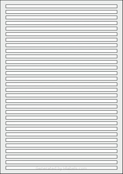 AALabels® AAA030 template with 30 rectangular 190 x 5.5 millimeter labels per sheet, on A4-size adhesive blank label sheets.
