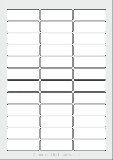 AALabels® AAA036 template with 36 rectangular 60 x 20 millimeter labels per sheet, on A4-size adhesive blank label sheets.