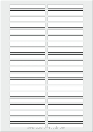 AALabels® AAA040 template with 40 rectangular 80 x 10 millimeter labels per sheet, on A4-size adhesive blank label sheets.