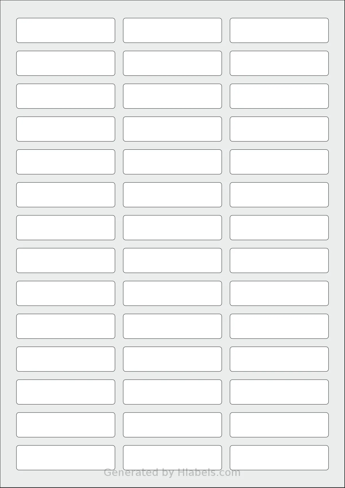 AALabels® AAA042 template with 42 rectangular 60 x 15 millimeter labels per sheet, on A4-size adhesive blank label sheets.