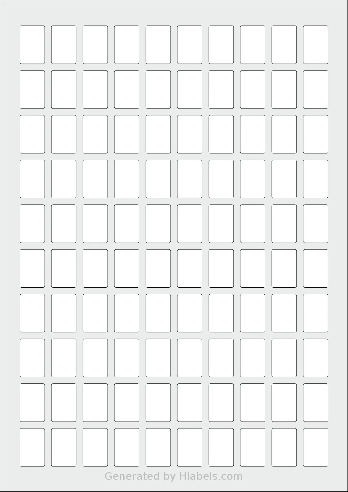 AALabels® AAA100 template with 100 rectangular 15 x 23 millimeter labels per sheet, on A4-size adhesive blank label sheets.