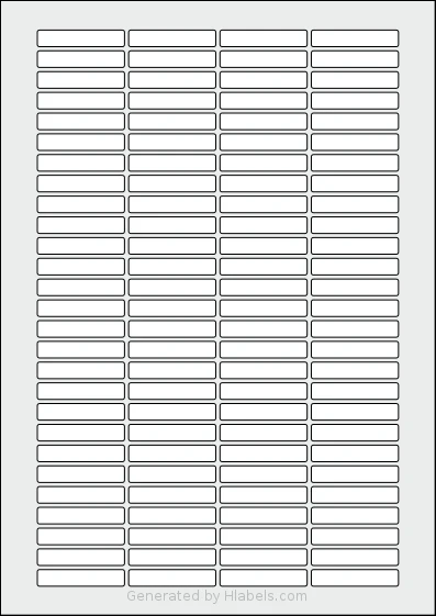 AALabels® AAA108 template with 108 rectangular 42 x 8 millimeter labels per sheet, on A4-size adhesive blank label sheets.