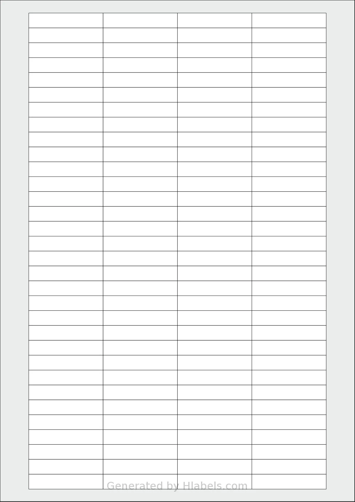 AALabels® AAA128 template with 128 rectangular 44 x 8.8 millimeter labels per sheet, on A4-size adhesive blank label sheets.