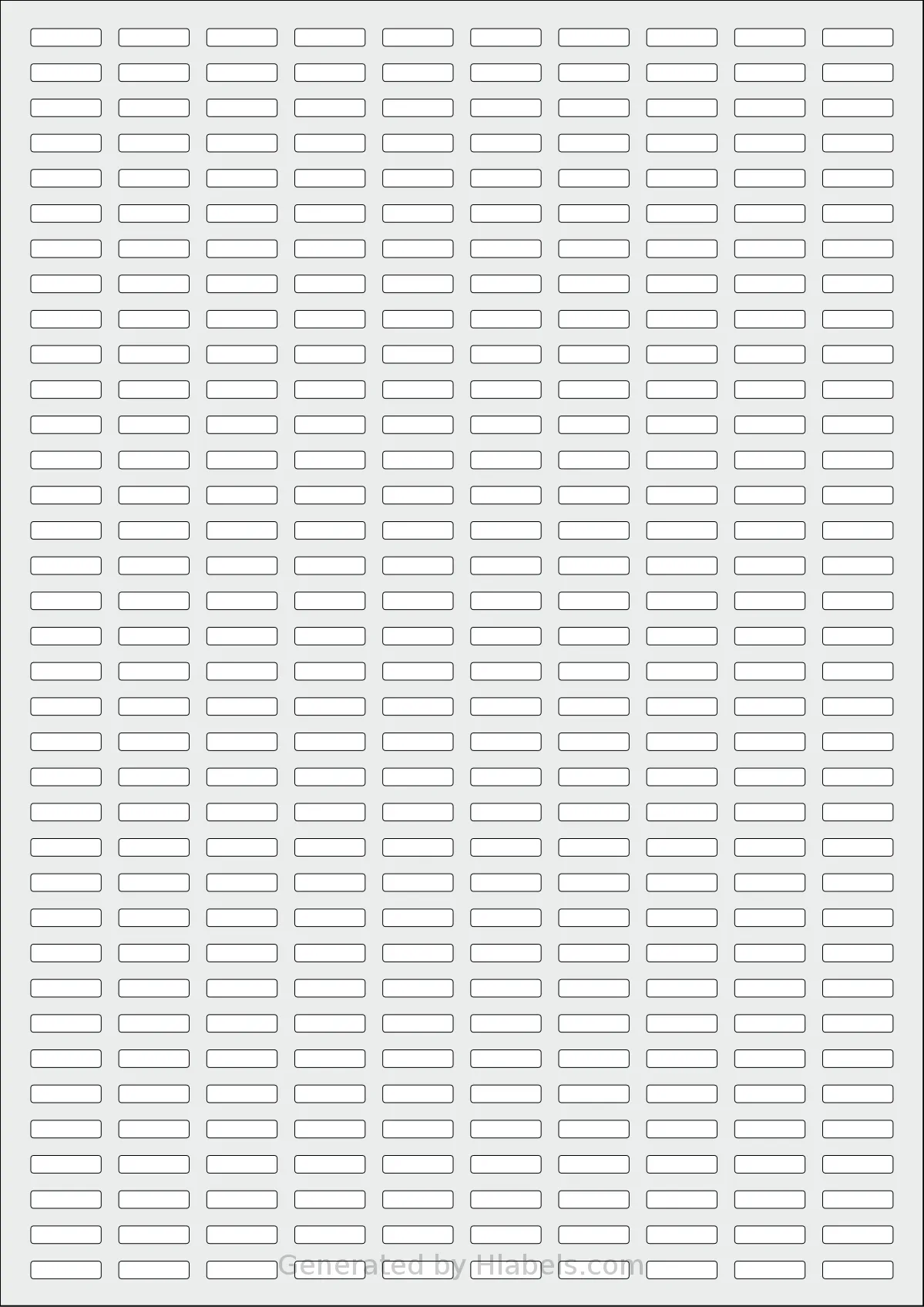 AALabels® AAA360 template with 360 rectangular 16 x 4 millimeter labels per sheet, on A4-size adhesive blank label sheets.