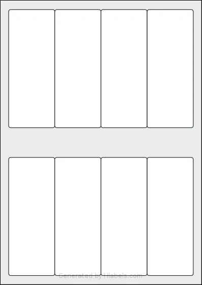 AALabels® AAAB08 template with 8 rectangular 48 x 123 millimeter labels per sheet, on A4-size adhesive blank label sheets.