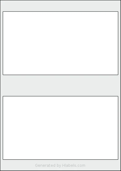 AALabels® AAAD02 template with 2 rectangular 200 x 110 millimeter labels per sheet, on A4-size adhesive blank label sheets.