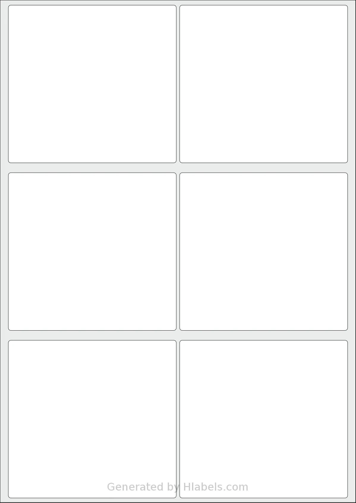 AALabels® AAAD06 template with 6 rectangular 99.1 x 93.1 millimeter labels per sheet, on A4-size adhesive blank label sheets.
