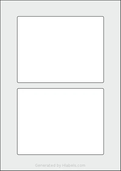 AALabels® AAAE02 template with 2 rectangular 150 x 115 millimeter labels per sheet, on A4-size adhesive blank label sheets.