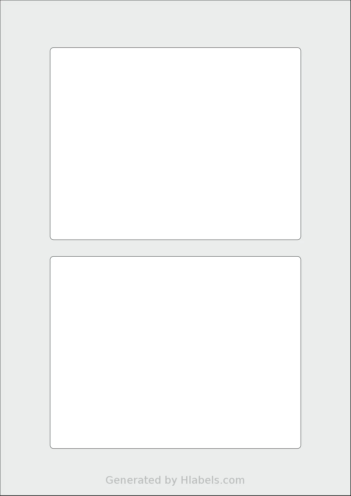 AALabels® AAAE02 template with 2 rectangular 150 x 115 millimeter labels per sheet, on A4-size adhesive blank label sheets.