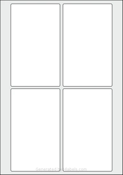 AALabels® AAAE04 template with 4 rectangular 84 x 140 millimeter labels per sheet, on A4-size adhesive blank label sheets.