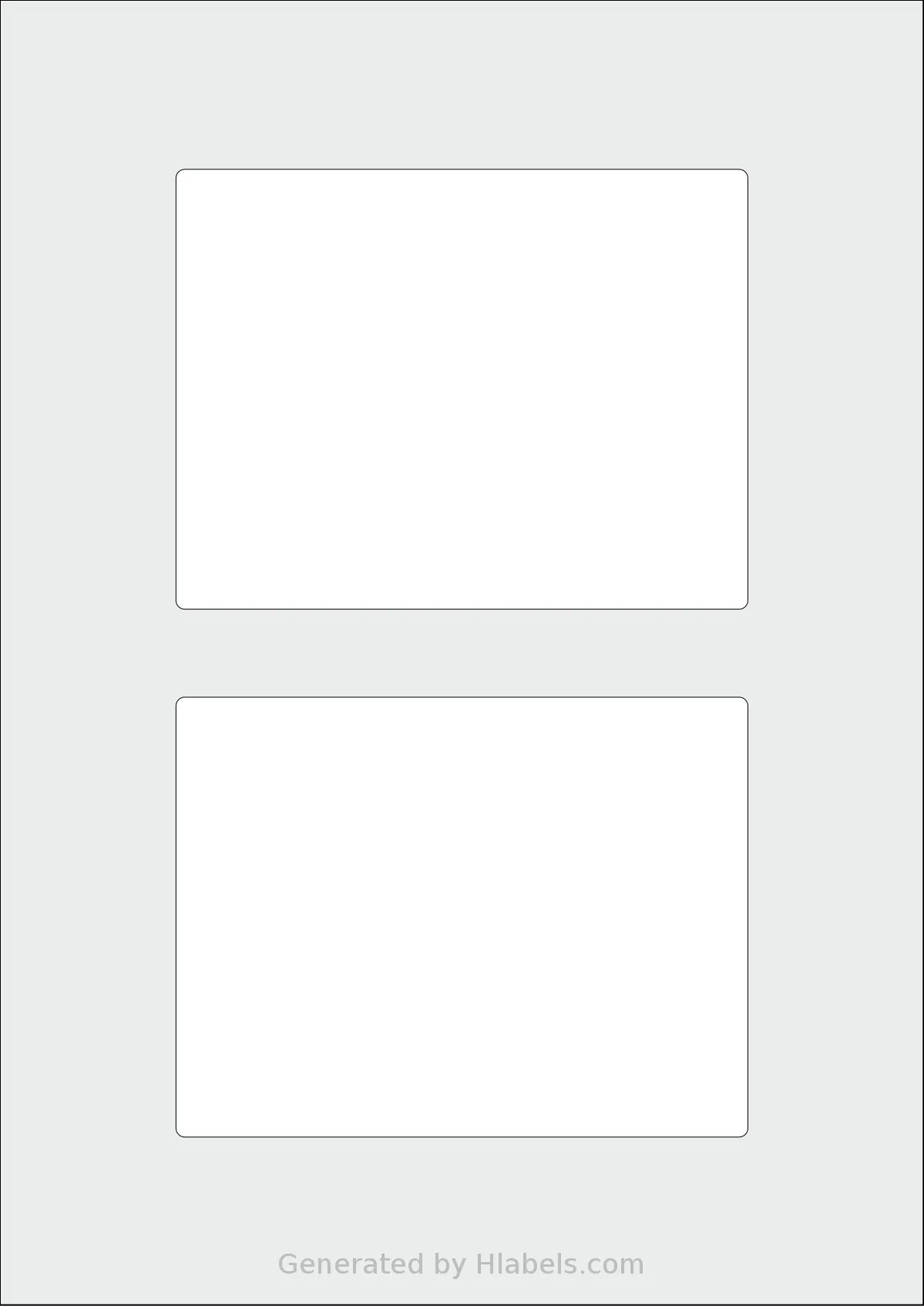 AALabels® AAAF02 template with 2 rectangular 130 x 100 millimeter labels per sheet, on A4-size adhesive blank label sheets.