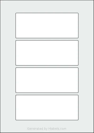 AALabels® AAAF04 template with 4 rectangular 140 x 56 millimeter labels per sheet, on A4-size adhesive blank label sheets.