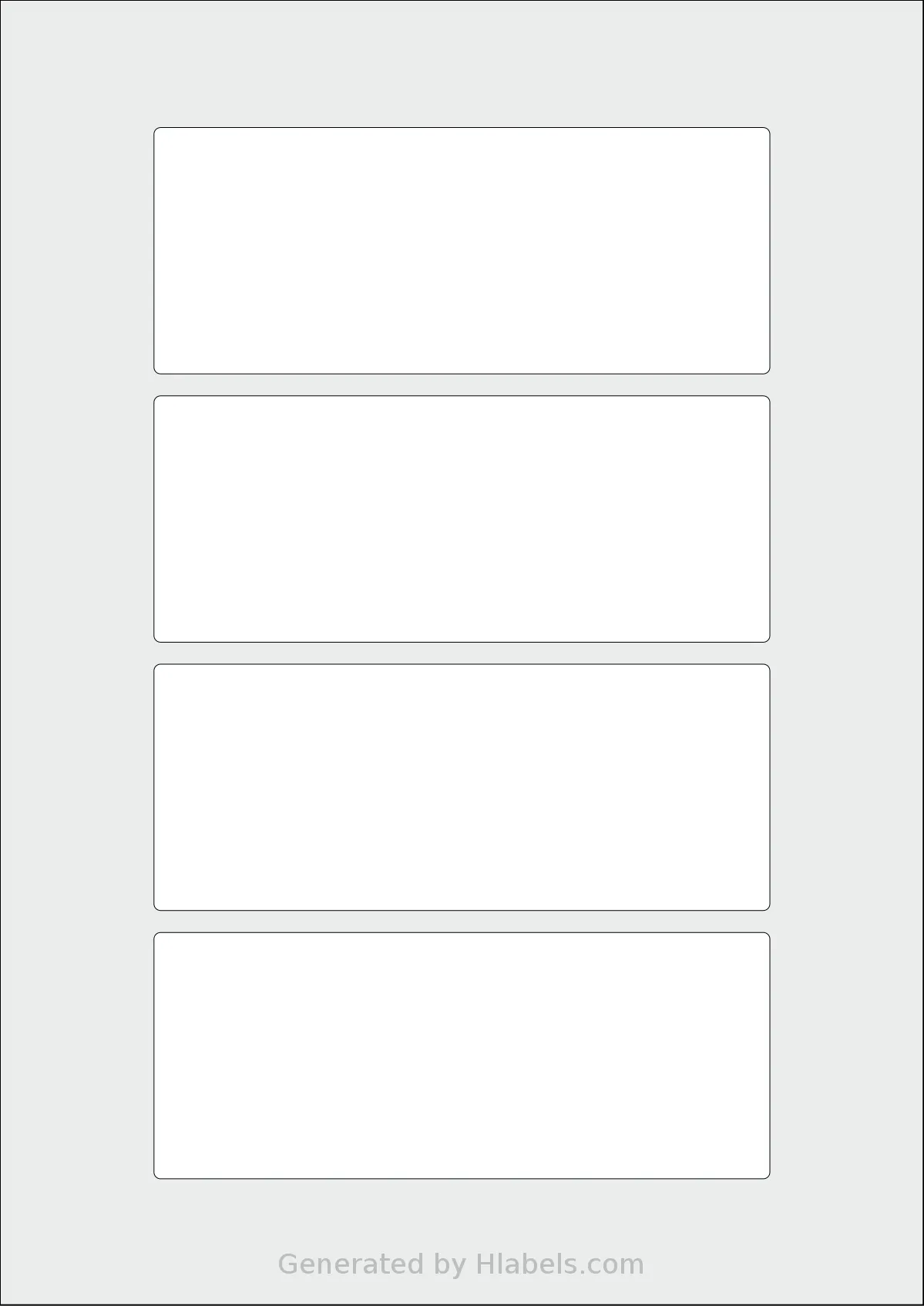 AALabels® AAAF04 template with 4 rectangular 140 x 56 millimeter labels per sheet, on A4-size adhesive blank label sheets.