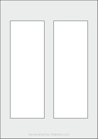 AALabels® AAAH02 template with 2 rectangular 73 x 208 millimeter labels per sheet, on A4-size adhesive blank label sheets.