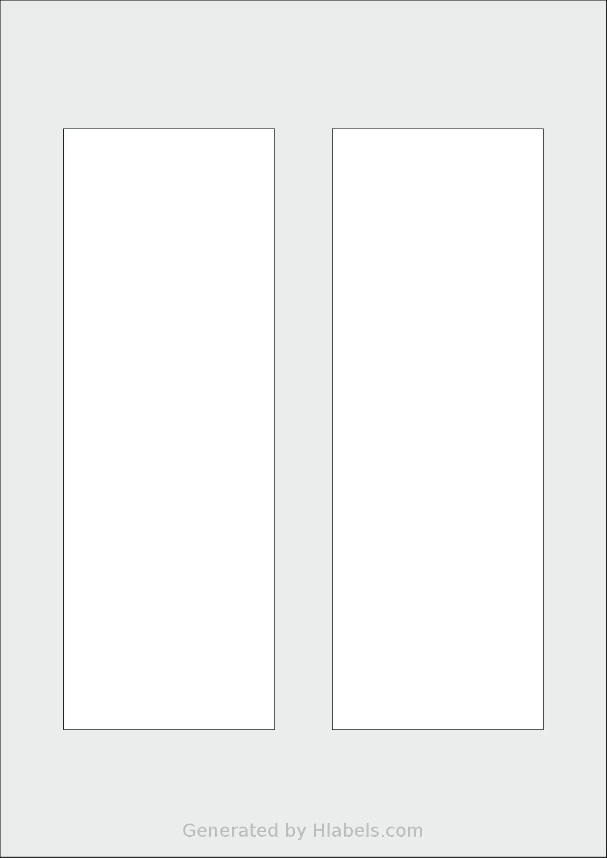 AALabels® AAAH02 template with 2 rectangular 73 x 208 millimeter labels per sheet, on A4-size adhesive blank label sheets.