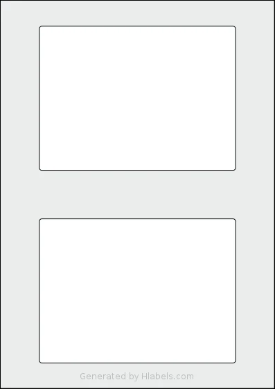 AALabels® AAAR02 template with 2 rectangular 150 x 110 millimeter labels per sheet, on A4-size adhesive blank label sheets.
