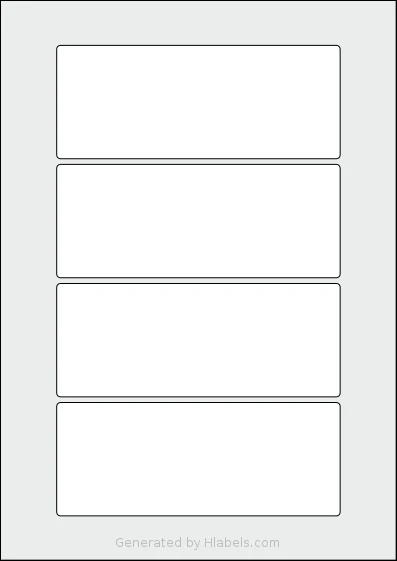 AALabels® AAAR04 template with 4 rectangular 150 x 60 millimeter labels per sheet, on A4-size adhesive blank label sheets.