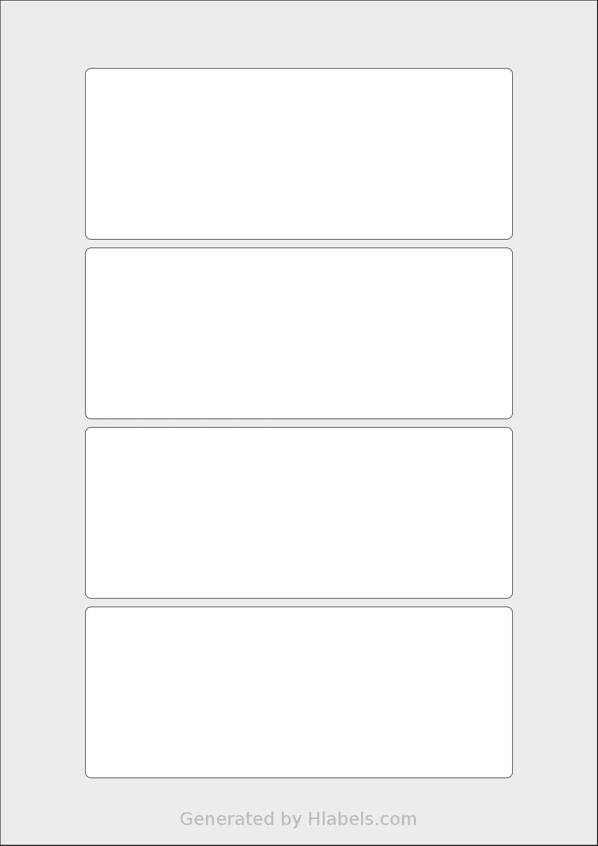 AALabels® AAAR04 template with 4 rectangular 150 x 60 millimeter labels per sheet, on A4-size adhesive blank label sheets.