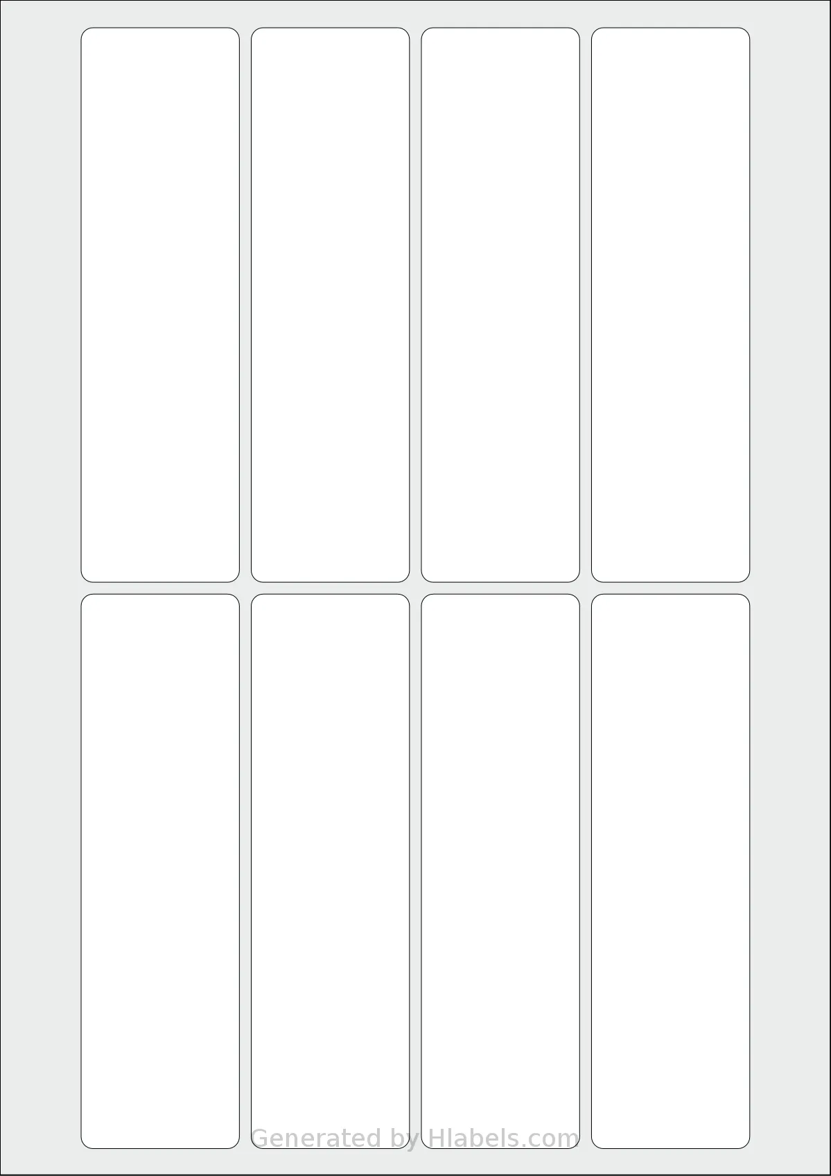 AALabels® AAAR08 template with 8 rectangular 40 x 140 millimeter labels per sheet, on A4-size adhesive blank label sheets.