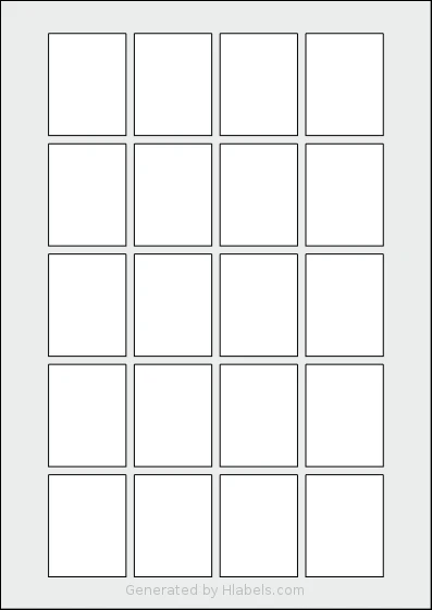 AALabels® AAAR20 template with 20 rectangular 37.7 x 49.7 millimeter labels per sheet, on A4-size adhesive blank label sheets.