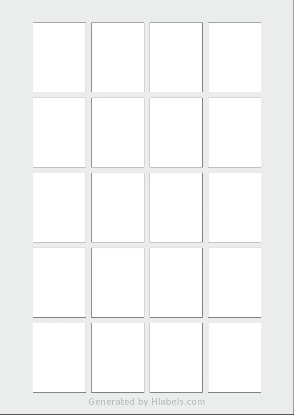 AALabels® AAAR20 template with 20 rectangular 37.7 x 49.7 millimeter labels per sheet, on A4-size adhesive blank label sheets.