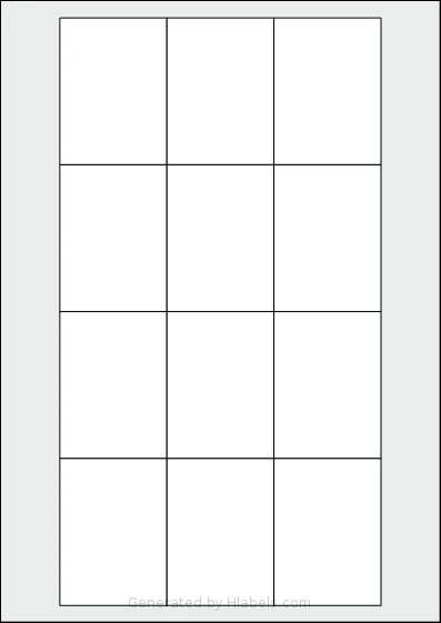 AALabels® AAAS12 template with 12 rectangular 51 x 70 millimeter labels per sheet, on A4-size adhesive blank label sheets.