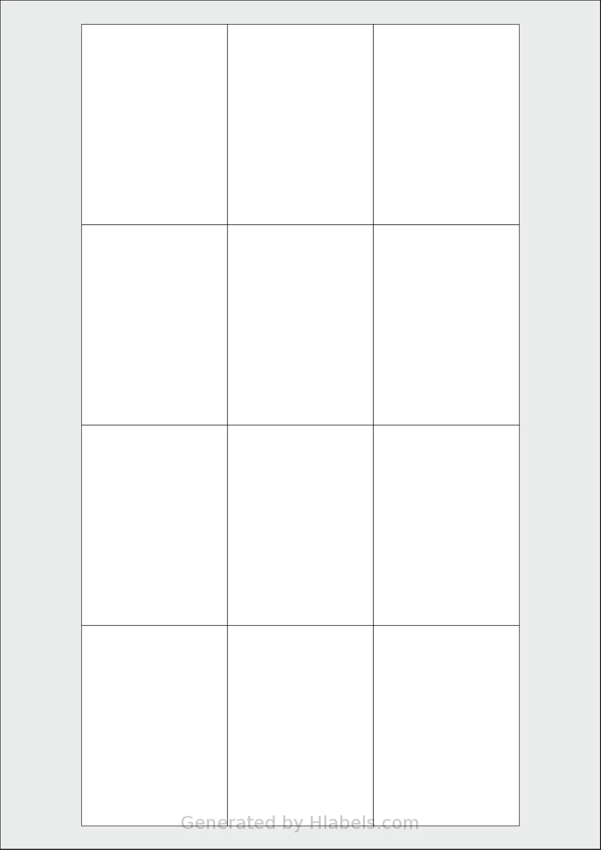 AALabels® AAAS12 template with 12 rectangular 51 x 70 millimeter labels per sheet, on A4-size adhesive blank label sheets.