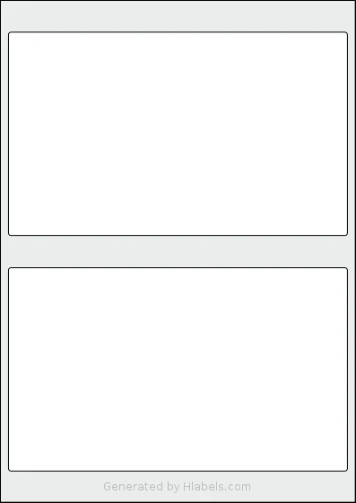 AALabels® AAB002 template with 2 rectangular 200 x 120 millimeter labels per sheet, on A4-size adhesive blank label sheets.