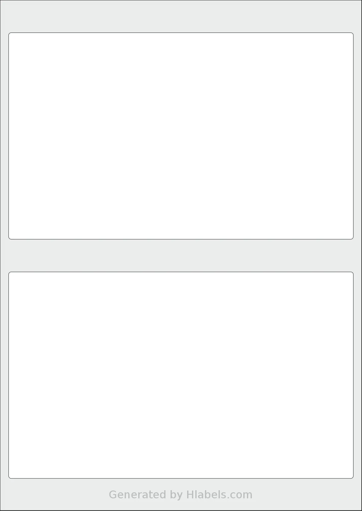 AALabels® AAB002 template with 2 rectangular 200 x 120 millimeter labels per sheet, on A4-size adhesive blank label sheets.