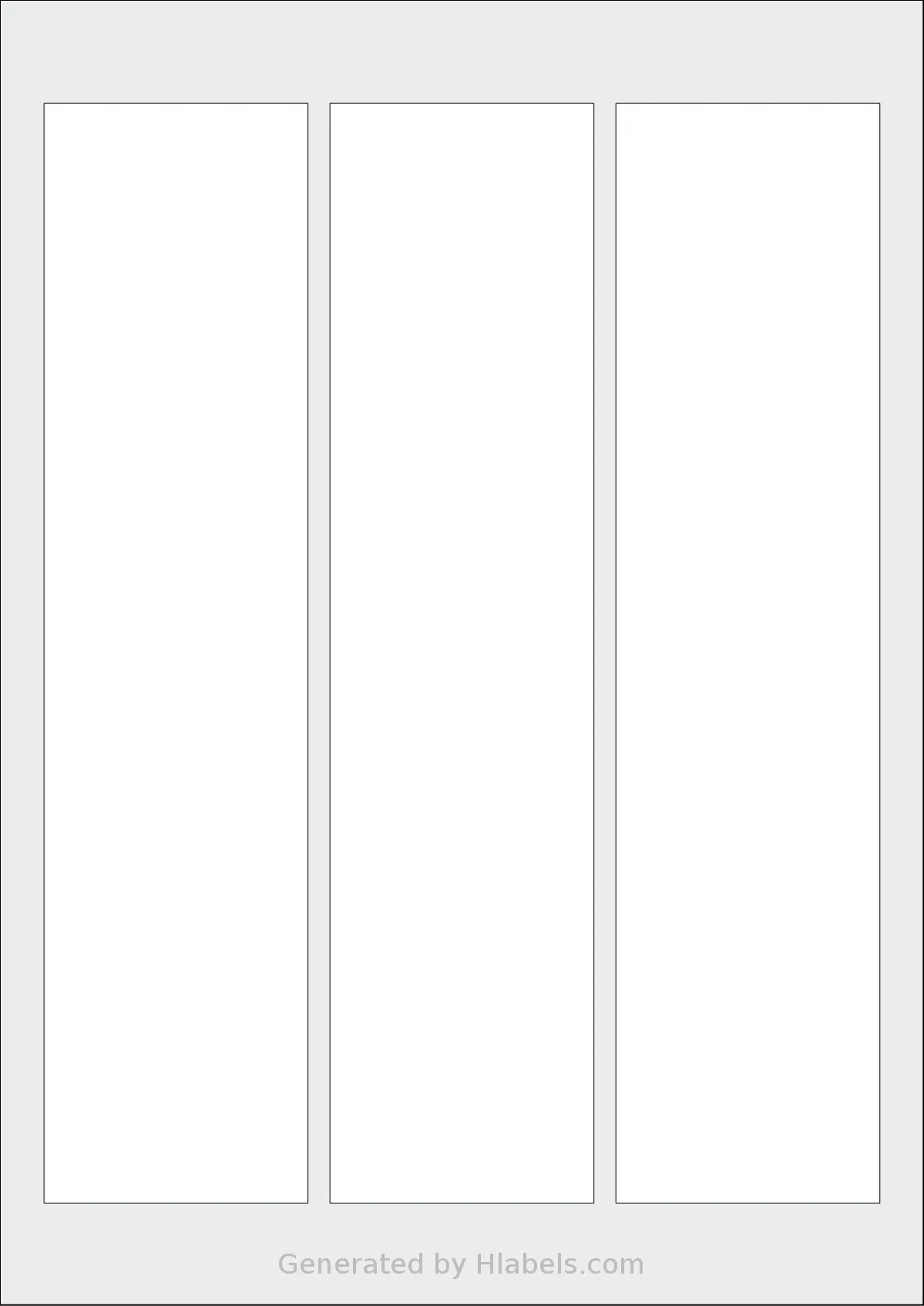 AALabels® AAB003 template with 3 rectangular 60 x 250 millimeter labels per sheet, on A4-size adhesive blank label sheets.