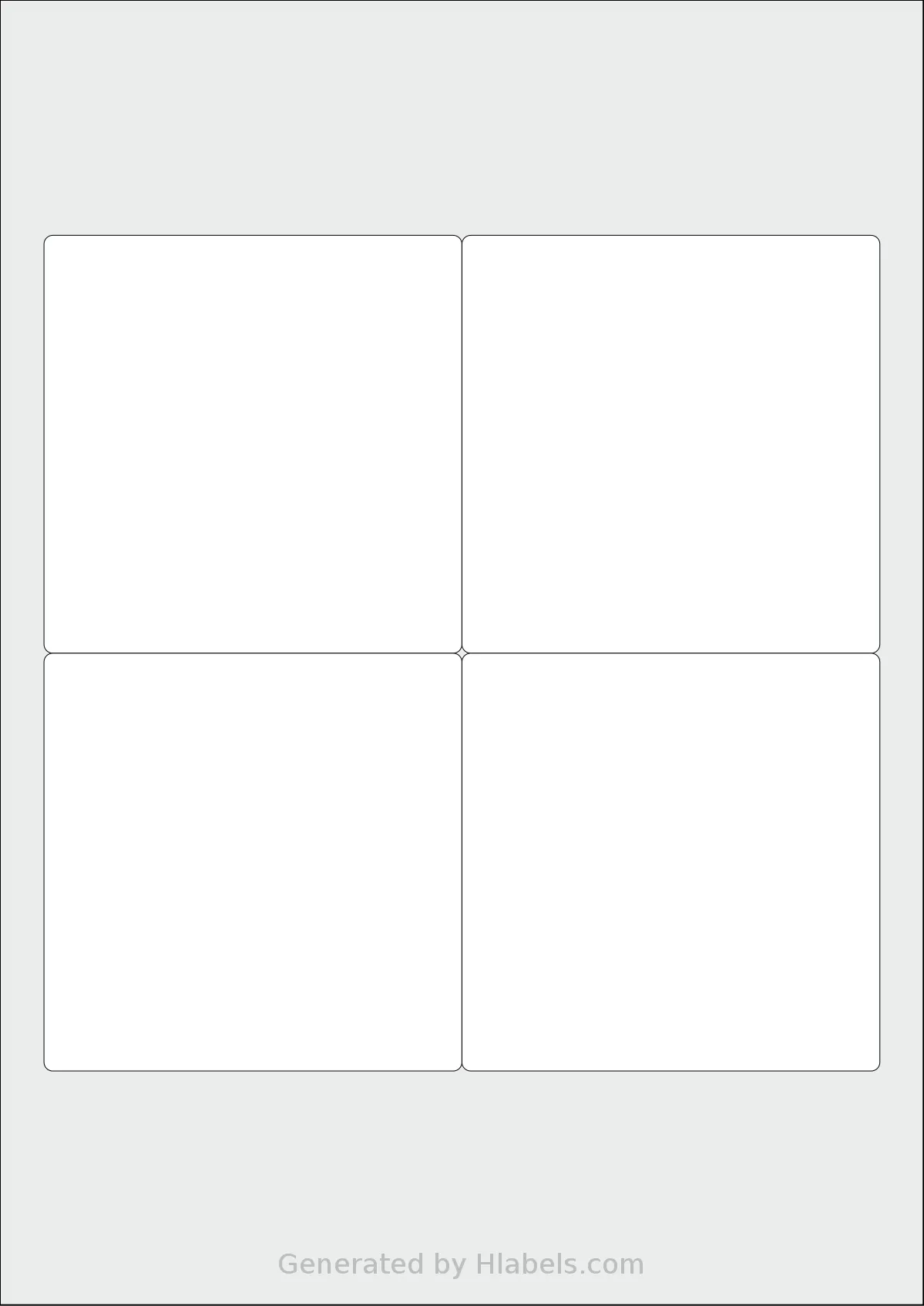 AALabels® AAB004 template with 4 square 95 x 95 millimeter labels per sheet, on A4-size adhesive blank label sheets.