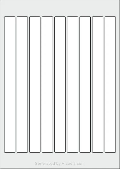 AALabels® AAB009 template with 9 rectangular 19 x 239 millimeter labels per sheet, on A4-size adhesive blank label sheets.