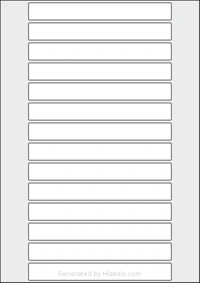 AALabels® AAB014 template with 14 rectangular 150 x 18 millimeter labels per sheet, on A4-size adhesive blank label sheets.