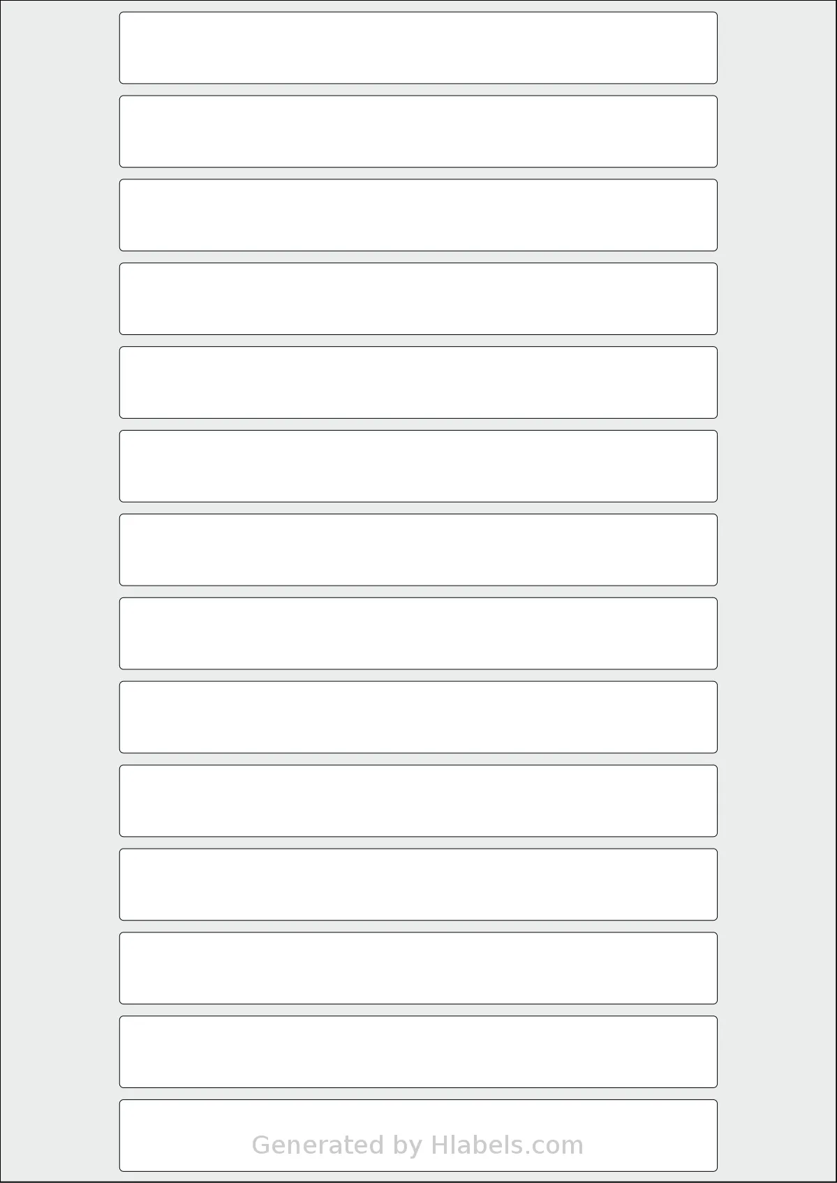 AALabels® AAB014 template with 14 rectangular 150 x 18 millimeter labels per sheet, on A4-size adhesive blank label sheets.