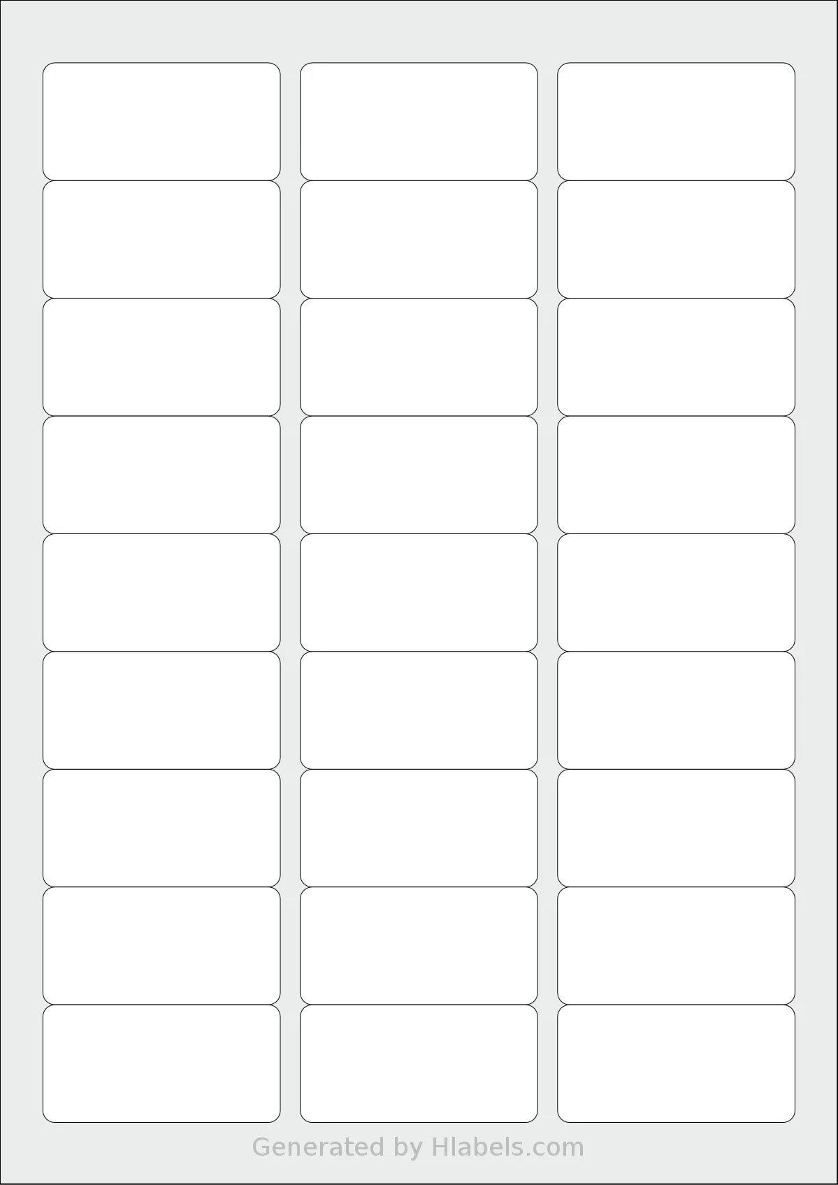 AALabels® AAB027 template with 27 rectangular 59.5 x 29.5 millimeter labels per sheet, on A4-size adhesive blank label sheets.