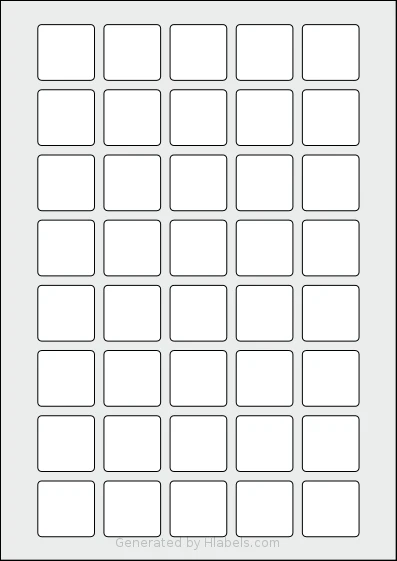 AALabels® AAB040 template with 40 rectangular 30 x 29.5 millimeter labels per sheet, on A4-size adhesive blank label sheets.