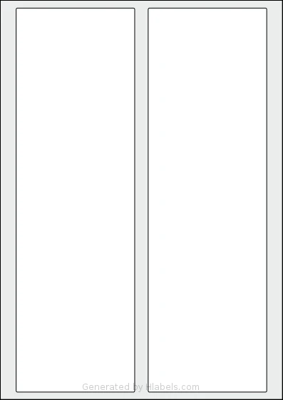 AALabels® AABA02 template with 2 rectangular 88 x 285 millimeter labels per sheet, on A4-size adhesive blank label sheets.